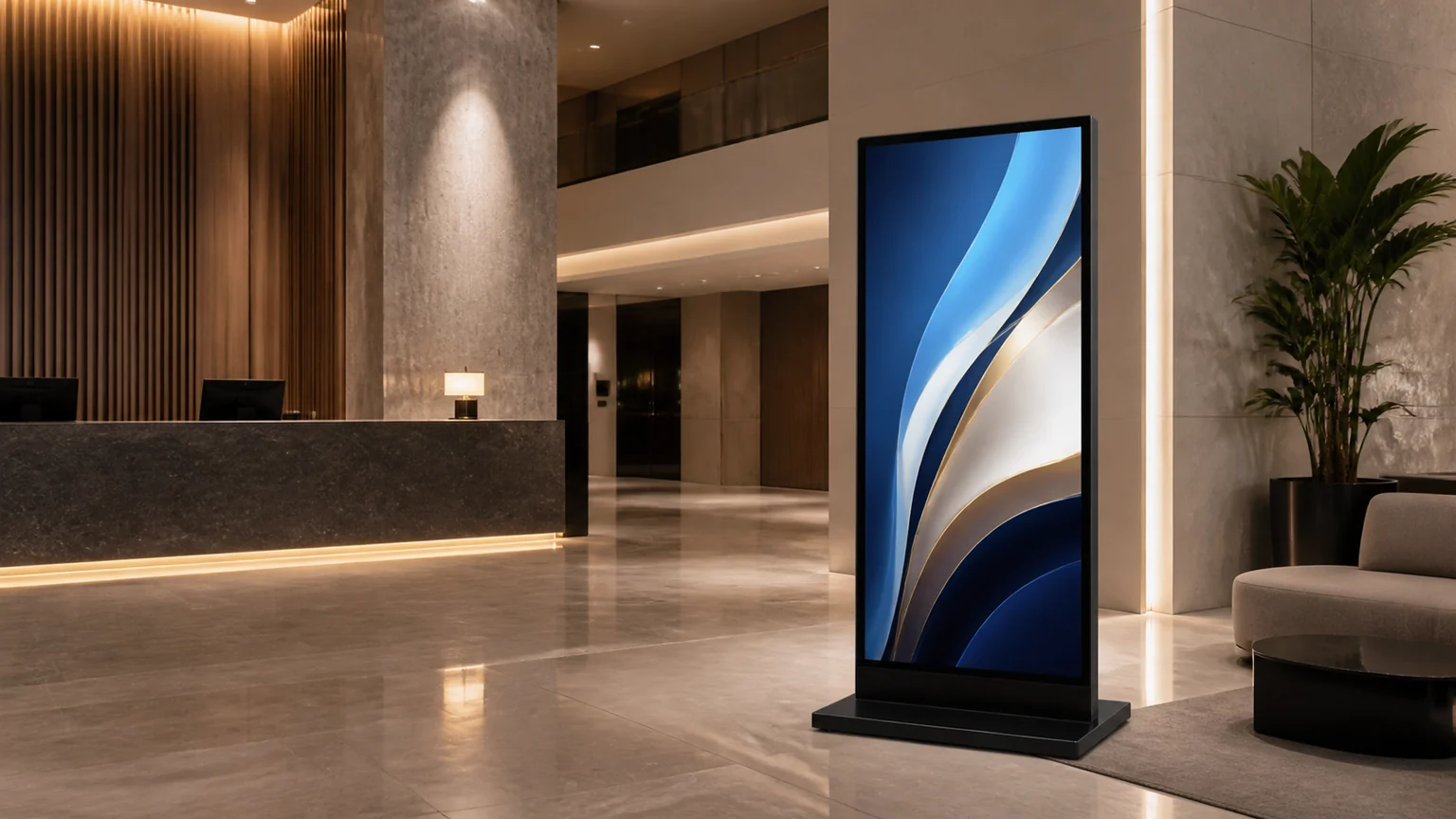Android Freestanding Digital Posters digital signage display in a commercial setting