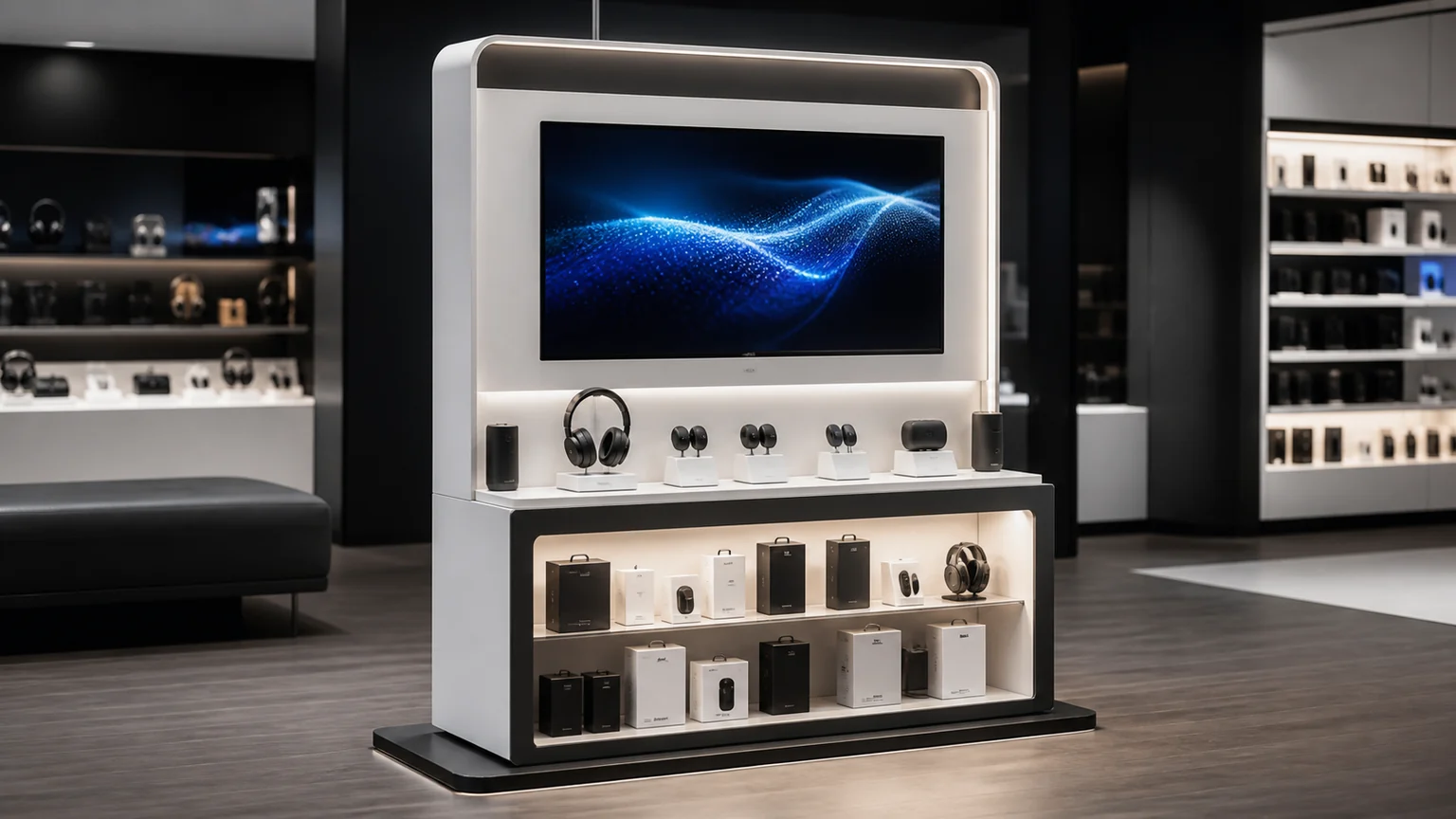 Custom Display Stands digital signage display in a commercial setting