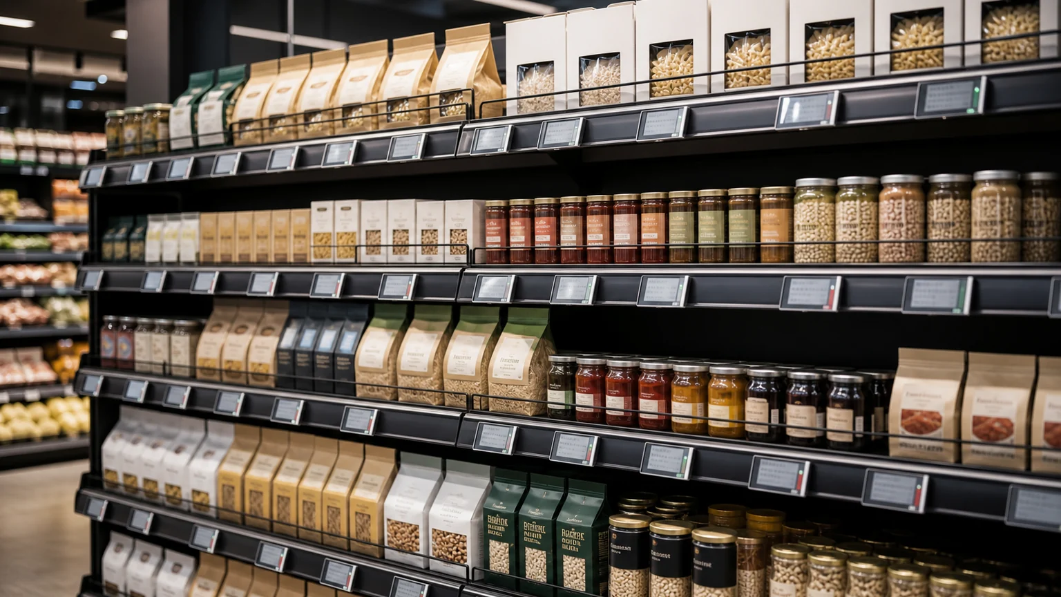 Electronic Shelf Labels digital signage display in a commercial setting