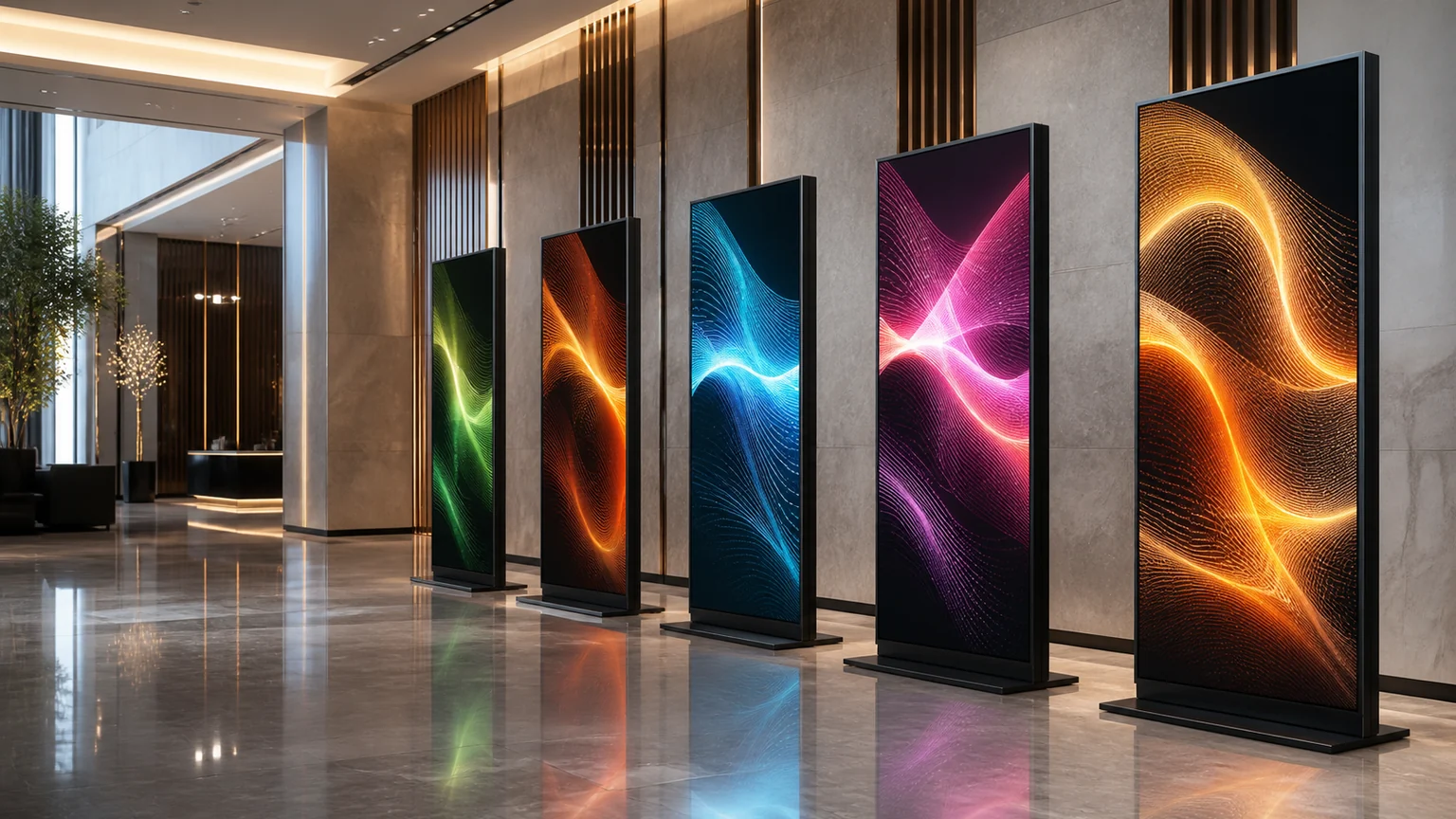 Freestanding LED Poster Displays digital signage display in a commercial setting