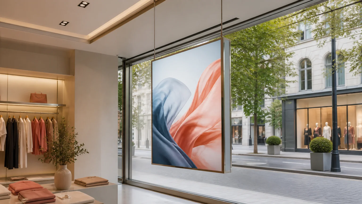 Hanging Double-Sided Window Displays application examples