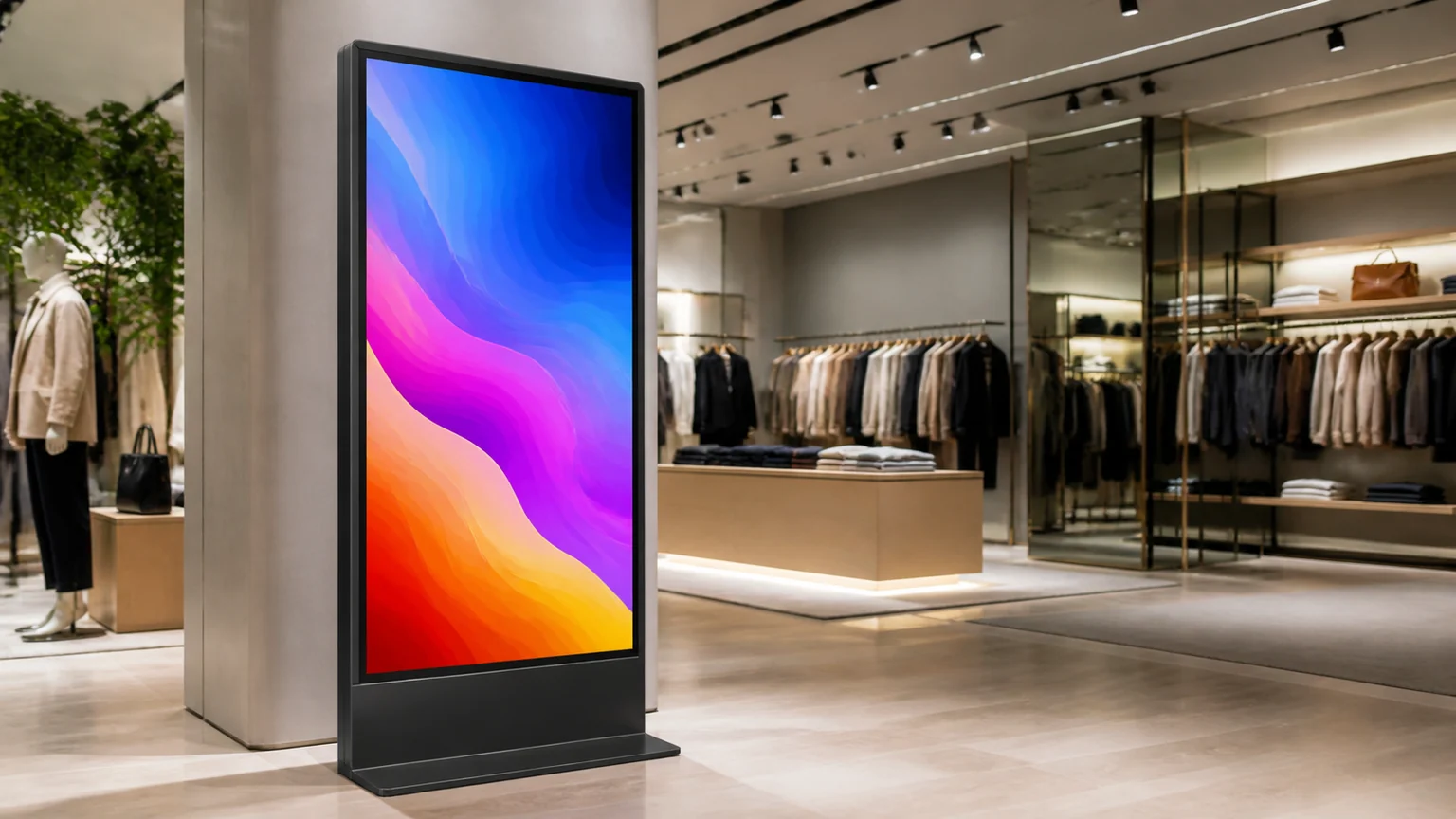 High Vibrance Android Advertising Displays digital signage display in a commercial setting