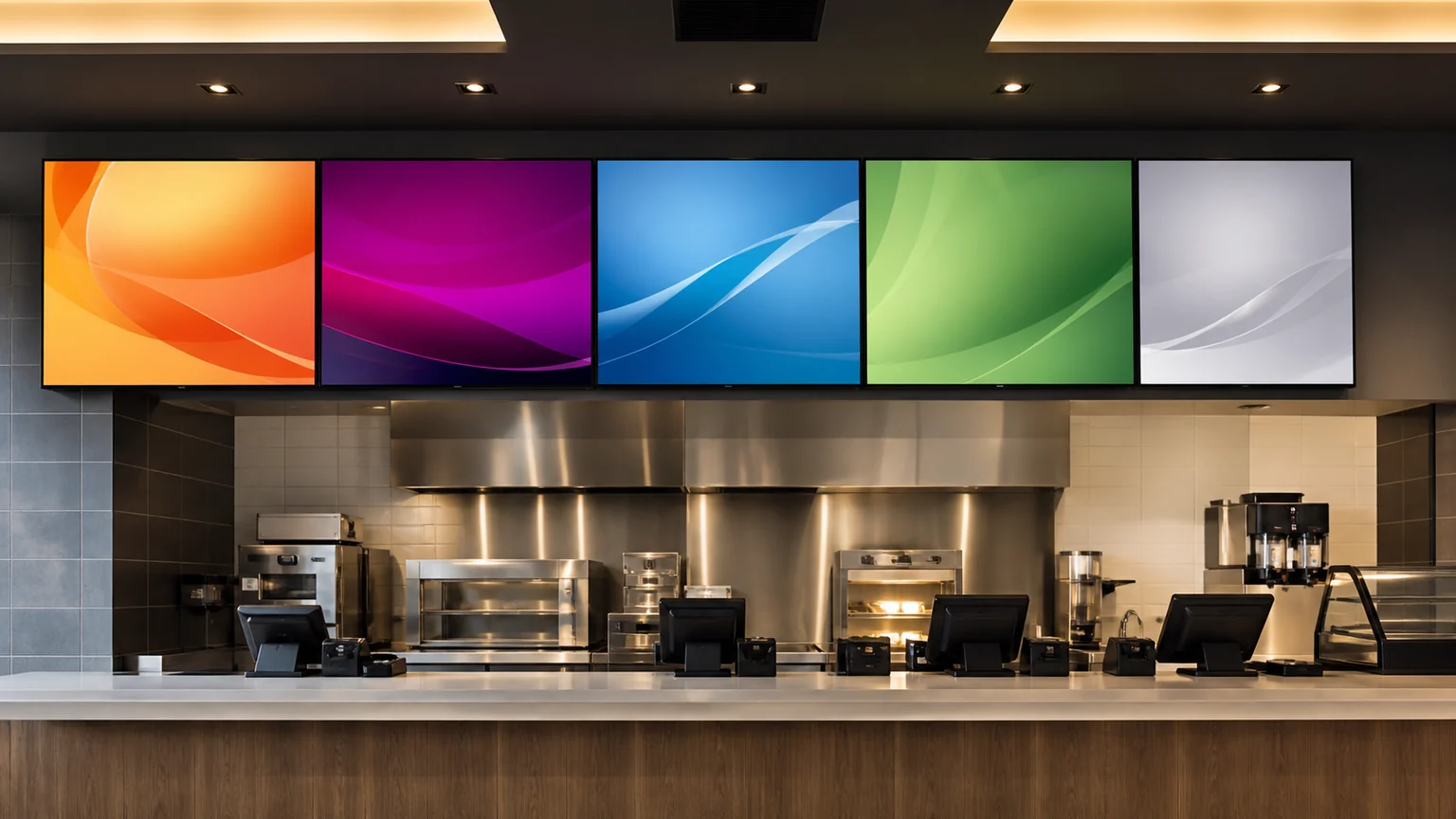 Network Digital Menu Boards digital signage display in a commercial setting
