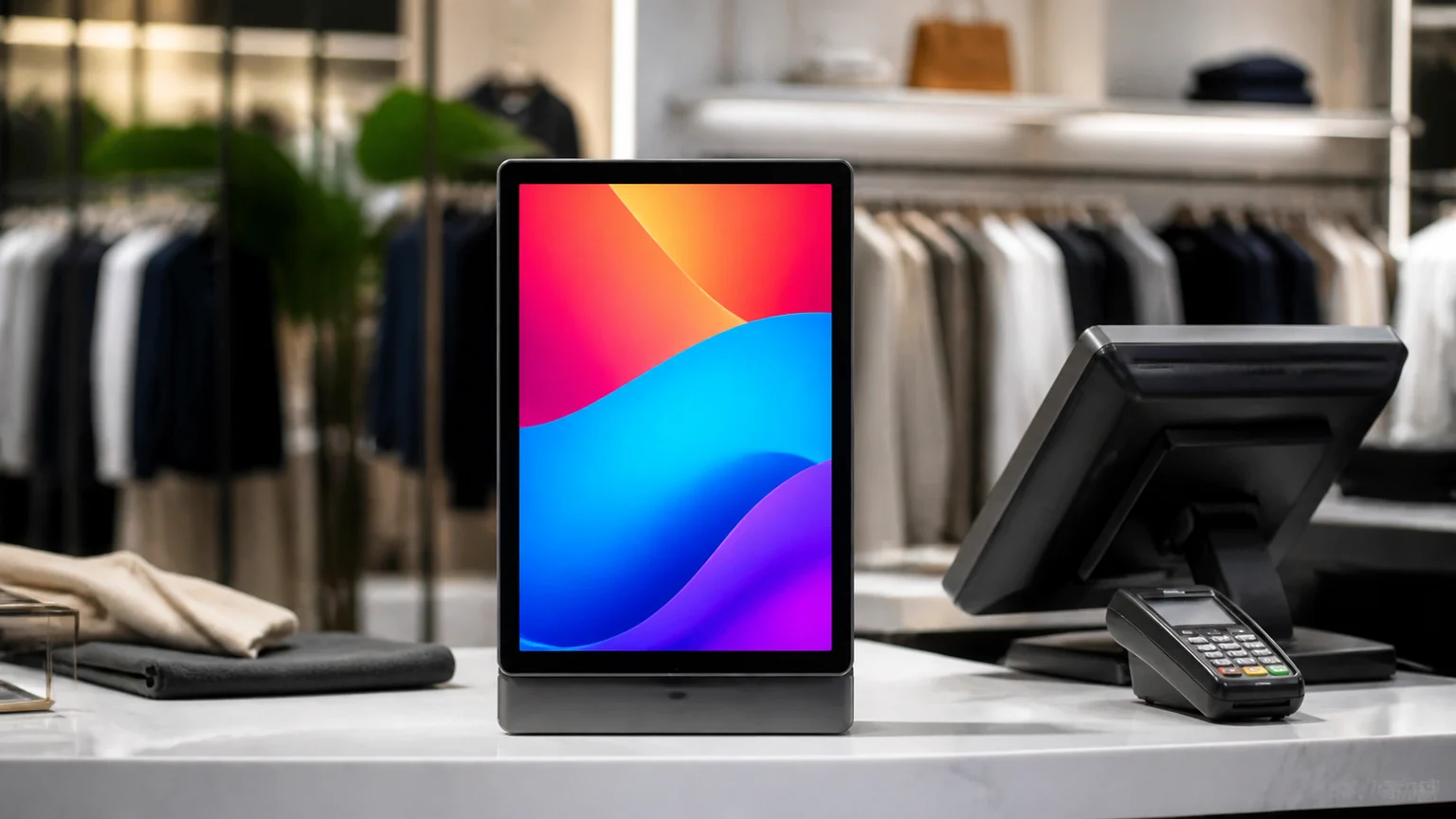 POS Android Advertising Displays digital signage display in a commercial setting