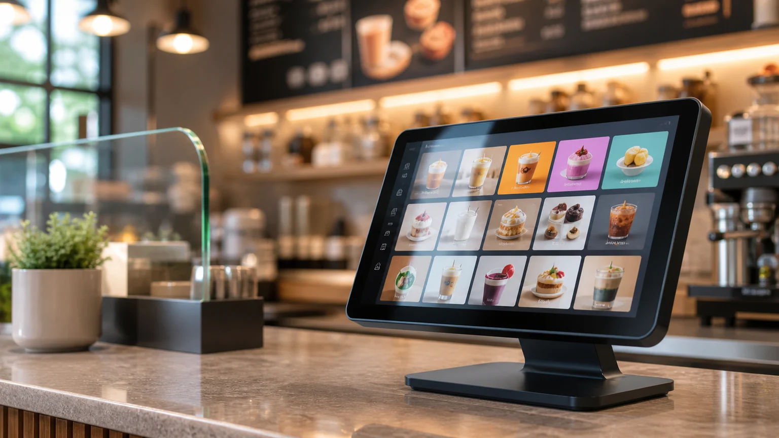 POS Network Android PCAP Touch Screens digital signage display in a commercial setting