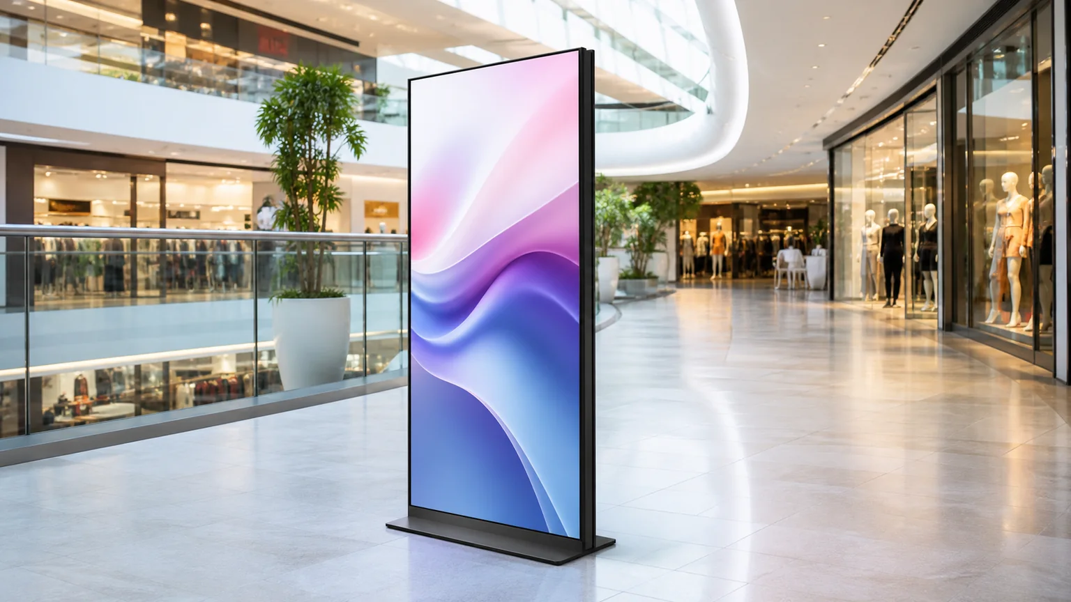 Superslim Freestanding Double-Sided Digital Posters application examples