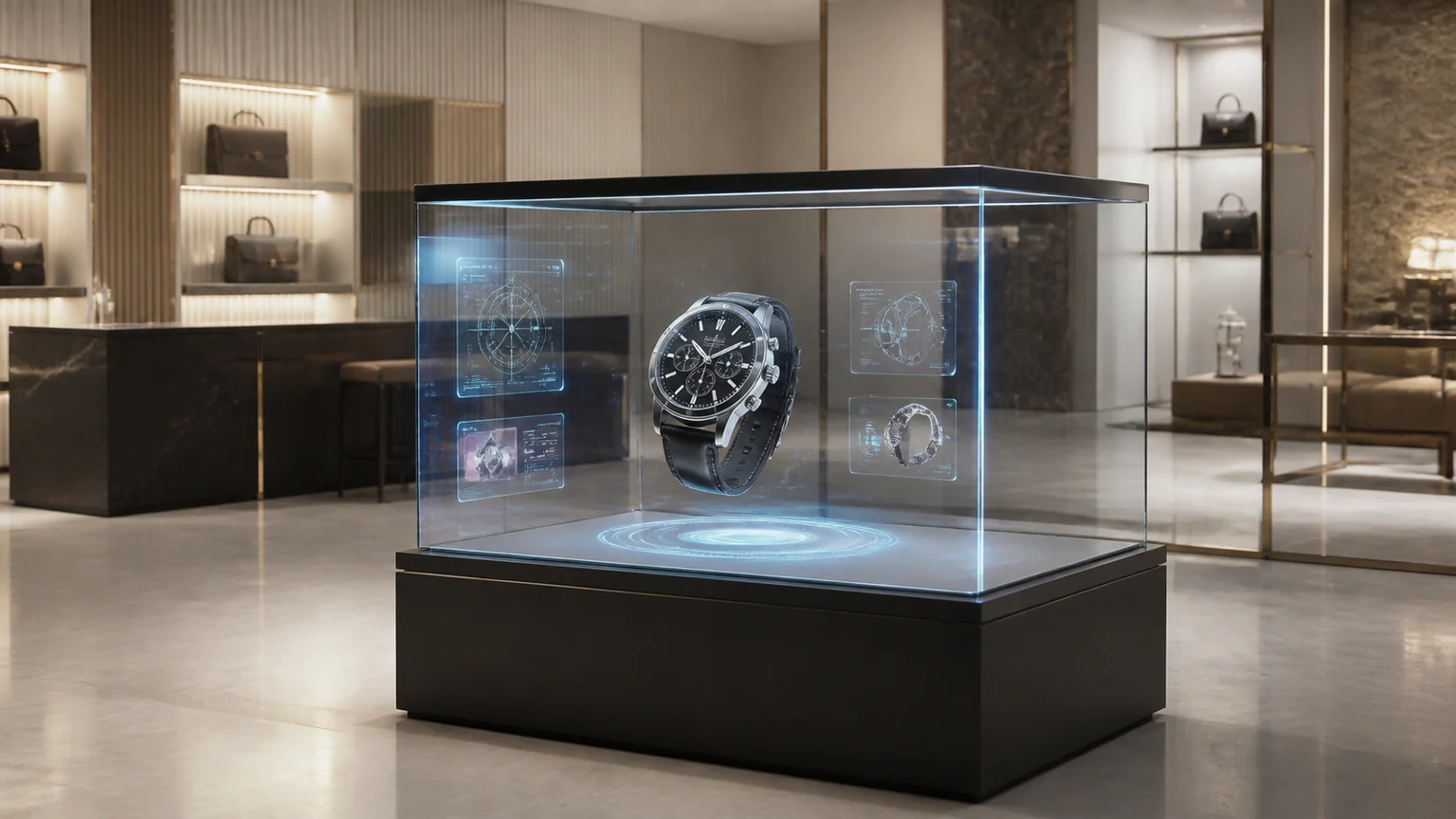 Transparent LCD Displays digital signage display in a commercial setting