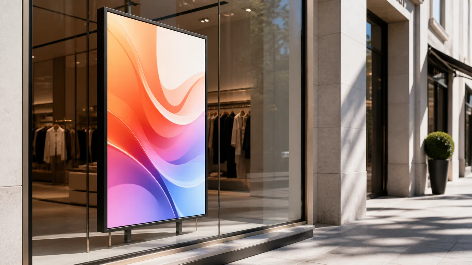 Ultra High Brightness Window Displays digital signage display in a commercial setting